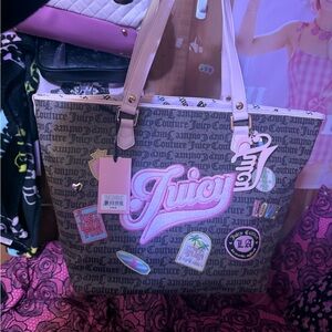 Juicy Couture Graphic Pink and Brown Tote